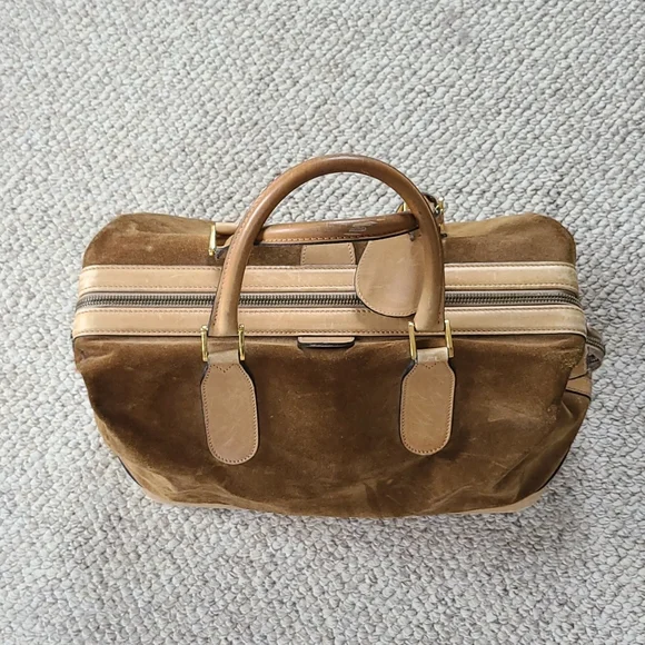 GUCCI suede travel bag, vintage, large rectangular satchel,  rare - Picture 2 of 16